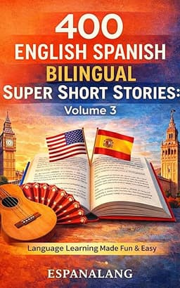 400 English Spanish Bilingual Super Short Stories: Volume 3 For Beginners and Intermediate Adult learners (Slow Spanish) by EspanaLang Am